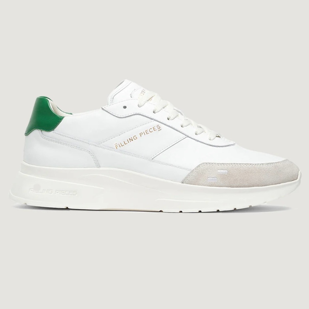 Portuguese made “Filling Pieces” White and Green Sneakers